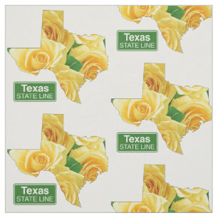 Tecido Rosa amarelo da forma de Texas e sinal da