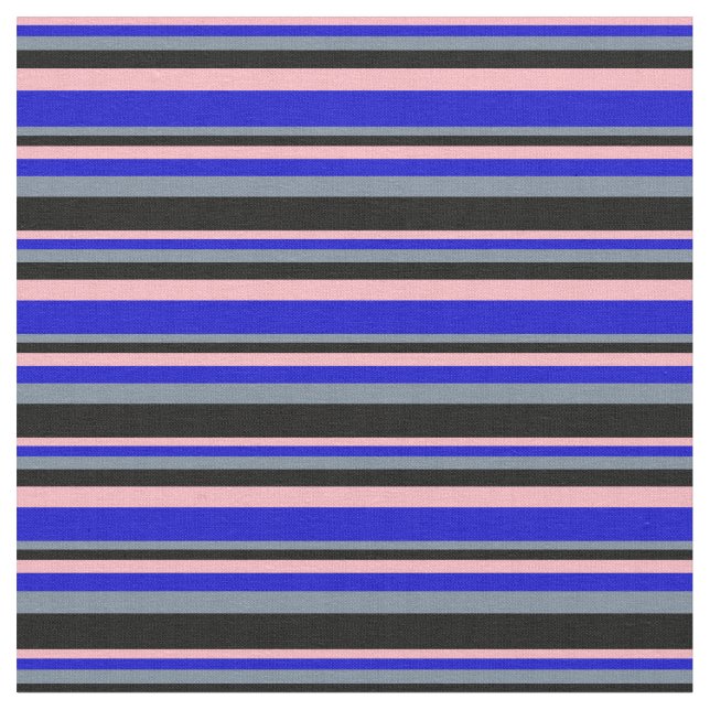 Tecido Rosa claro, Azul, Cinza Leve E Linhas Pretas (Detalhe)