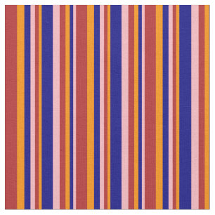 Tecido Rosa claro, Azul, Laranja Escuro e Padrão Vermelho