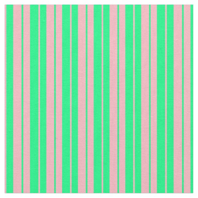 Tecido Rosa claro e padrão verde de faixas (Detalhe)
