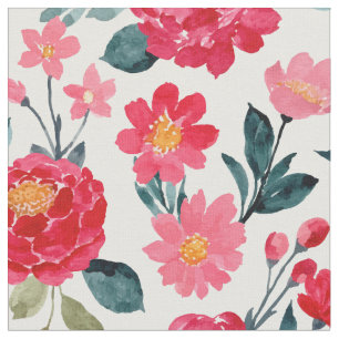Tecido Rosa de Aquarela Vermelha