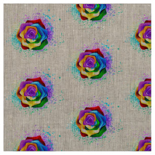 Tecido Rosa de arco-íris colorido