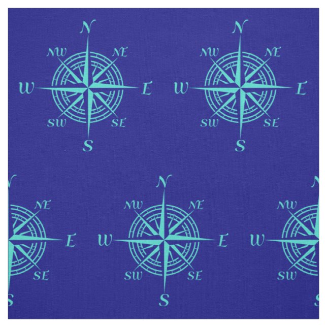 Tecido Rosa de Turquesa Compass no Decor Costeiro Azul Ma (Modelo)
