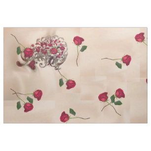Tecido Rosa e Caligrafia Moderna de Threads Estáveis