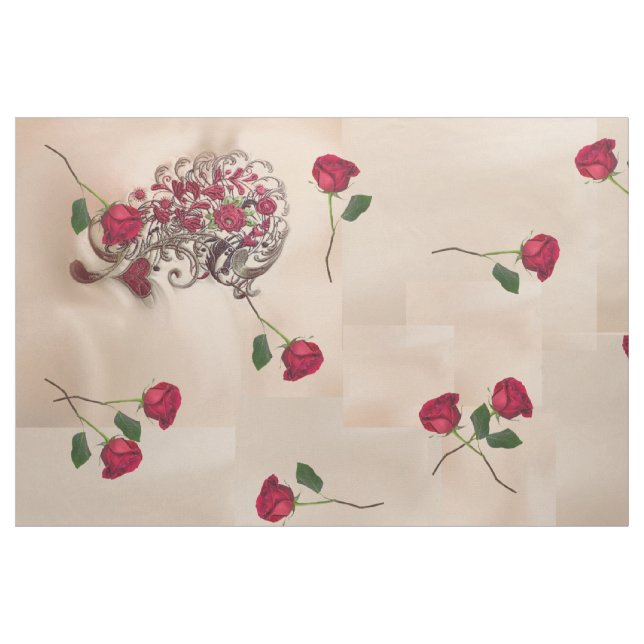 Tecido Rosa e Caligrafia Moderna de Threads Estáveis (Fat Quarter)