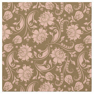 Tecido Rosa e teste padrão floral de Brown
