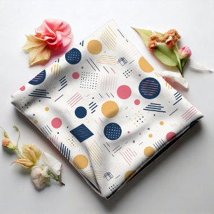 Tecido Rosa Geométrico Retro Pat#6 Marinho ID1067