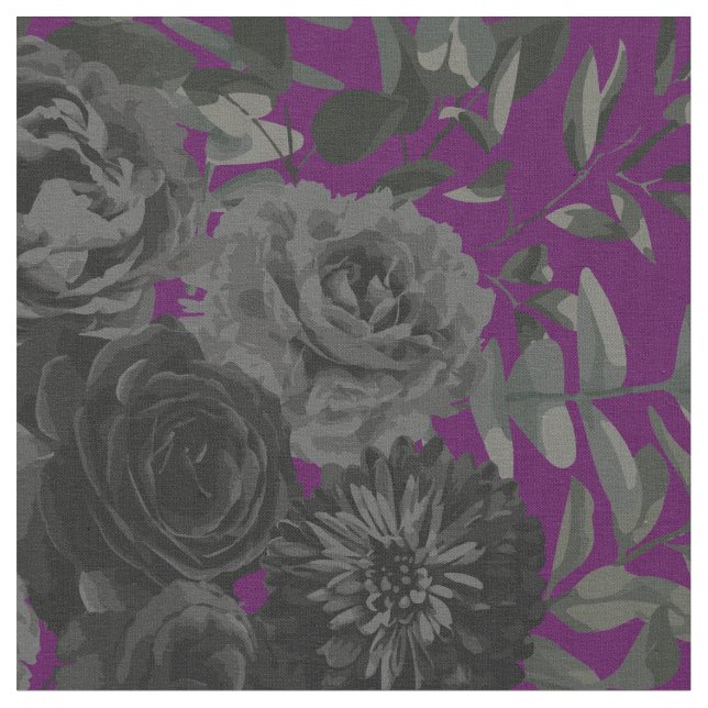 Tecido Rosa Gótico Preto e Roxo (Detalhe)