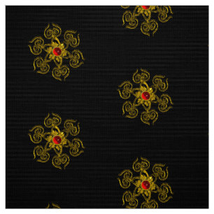 Tecido ROSA ouro COM padrão preto RED RUBY