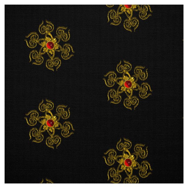 Tecido ROSA ouro COM padrão preto RED RUBY (Modelo)