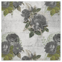 Rosa preto e folhas verdes em branco