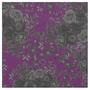 Tecido Rosa Preto-Preto-Escuro-Gótico Pequeno-Impressão