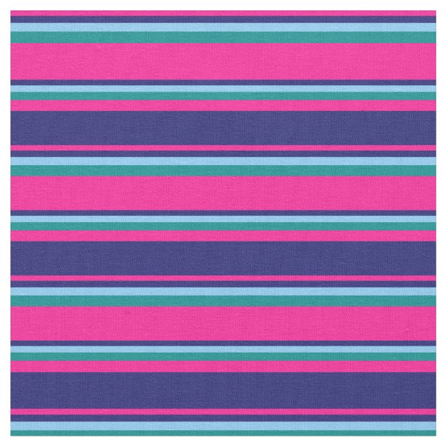 Tecido Rosa Profundo, Azul-Noite, Azul-Céu-Claro e Ciano (Detalhe)