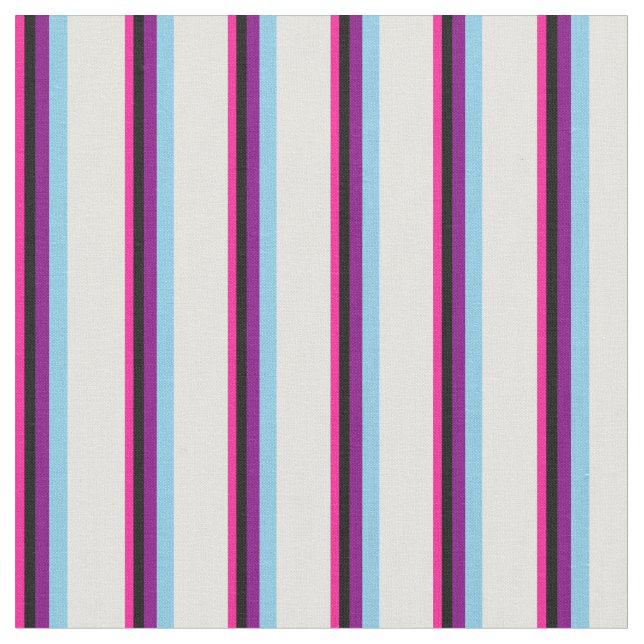 Tecido Rosa Profundo, Preto, Roxo, Azul Céu e Ciano Claro (Detalhe)