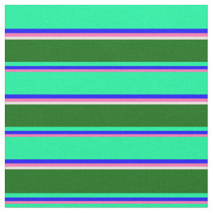 Tecido Rosa quente, azul, verde, verde escuro e bege