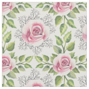 Tecido Rosa Rosa Rosa Rosa Verde Folha Floral