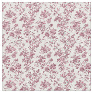 Tecido Rosa Toile com pedras e flores selvagens