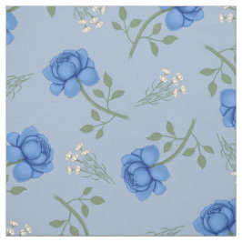Tecido Rosas Azuis em Calico Xadrez Azul Claro Super Dime