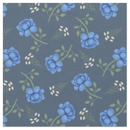 Tecido Rosas Azuis em Xadrez Azul Crepuscular