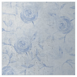 Tecido Rosas Azuis Floral Shimmer Chic