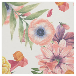 Tecido Rosas claro E Flores Amarelas