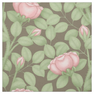 Tecido Rosas Cor-de-Rosa em marrom (escala grande)