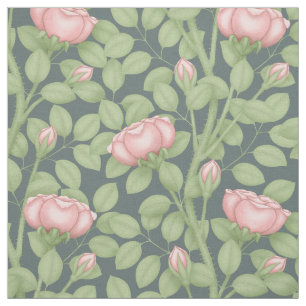 Tecido Rosas cor-de-rosa sobre azul-ardósia (pequena esca