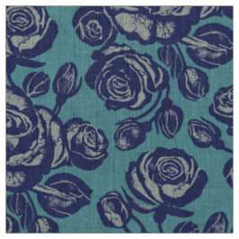 Tecido Rosas da Terra em Azul