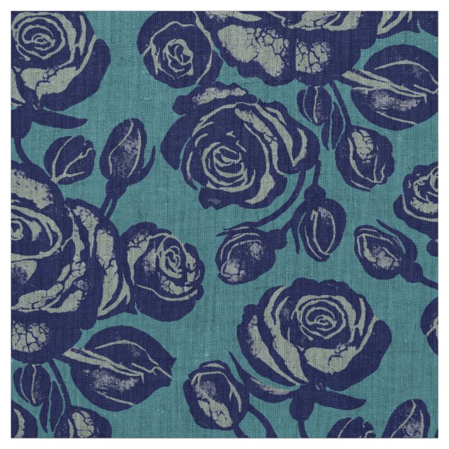 Tecido Rosas da Terra em Azul (Modelo)