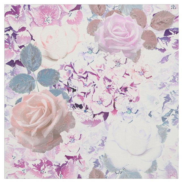 Tecido Rosas de aquarelas e híbridos. (Modelo)