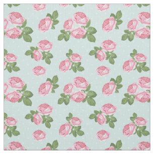Tecido Rosas de Chá Shabby Chic Rosa e Azul