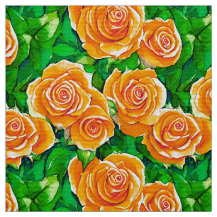Tecido Rosas De Cor De Água Pêssego/Coral Laranja