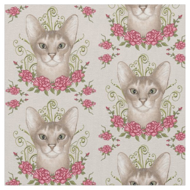 Tecido Rosas de Gato Abissínio (Detalhe)