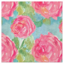 Tecido Rosas de Lixo Rosa Aquarela Arte Flor
