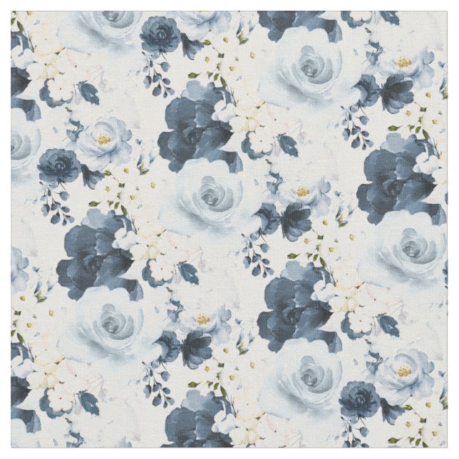 Tecido Rosas de Marinho Azul Dusty PixDezines (Detalhe)