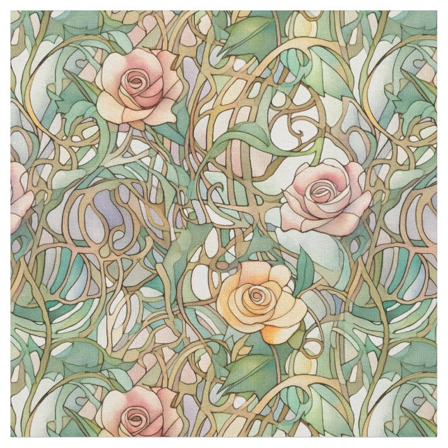 Tecido Rosas elegantes art nouveau (Detalhe)