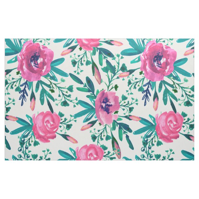 Tecido Rosas Rosa Bonitas Com Folhas Verdes (Fat Quarter)