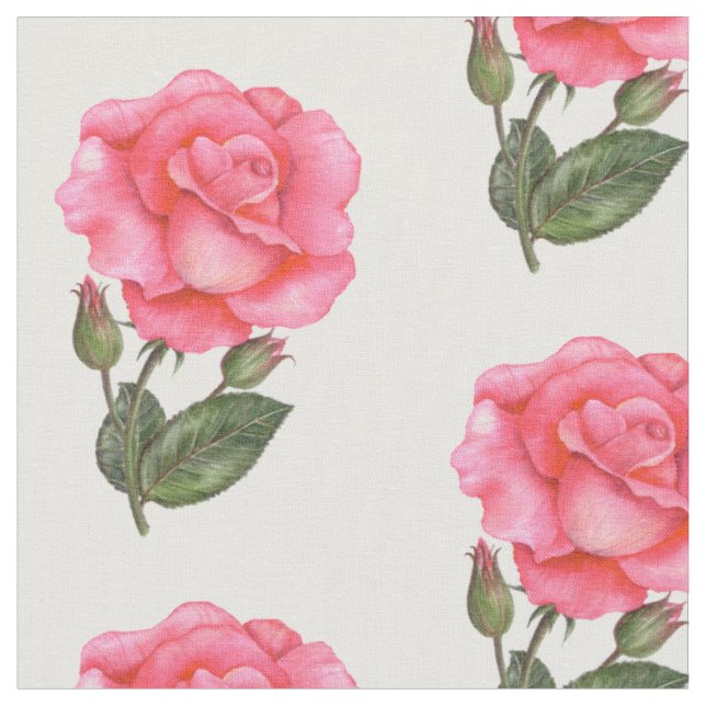 Tecido Rosas Rosa-D-Água Arte Floral (Detalhe)