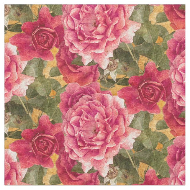 Tecido Rosas Rosa Escuras Padrão Floral (Detalhe)