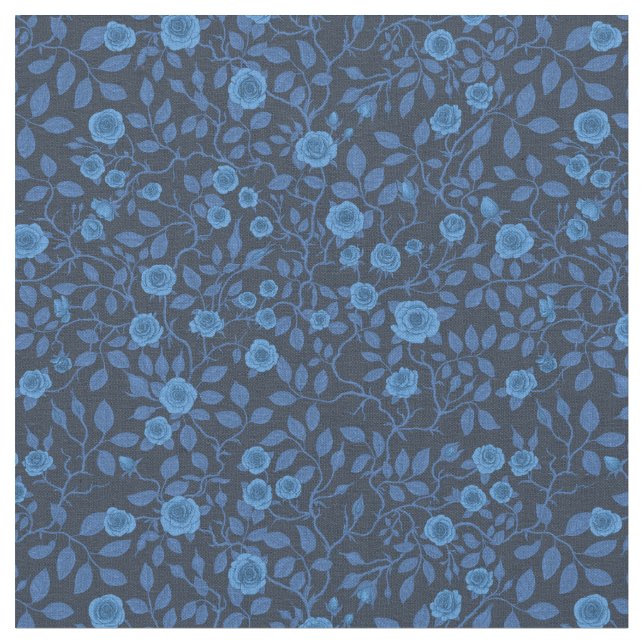 Tecido Rosas selvagens em azul (Detalhe)