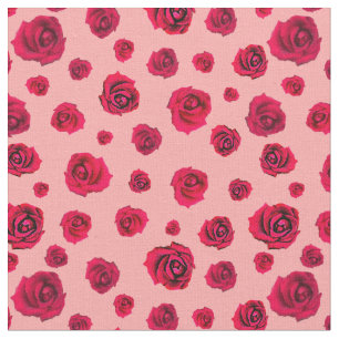 Tecido rosas vermelhas a rosa