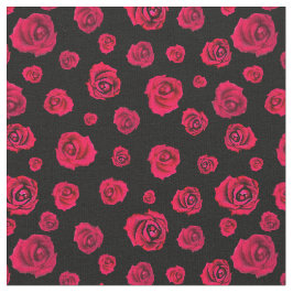 Tecido rosas vermelhas em preto 