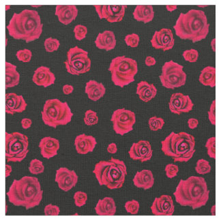 Tecido rosas vermelhas em preto