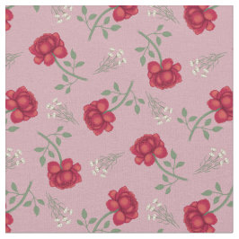 Tecido Rosas Vermelhas em Xadrez Rosa