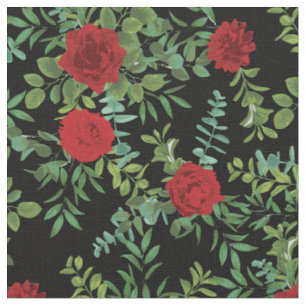Tecido Rosas Vermelhas Pretas Florais Flores