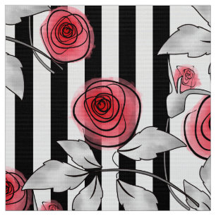 Tecido Rosas vermelhas, rosas de aquarela