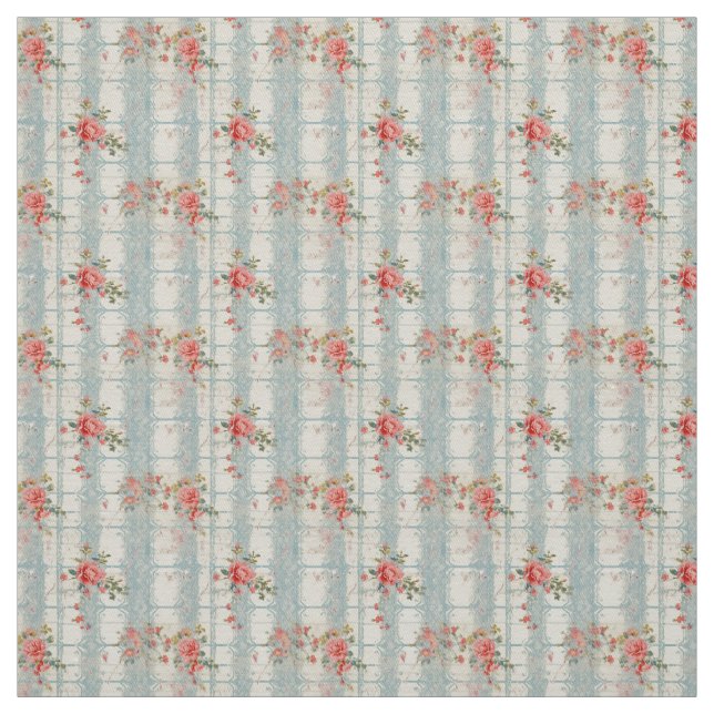 Tecido Rosas Vintage e Charme Azul (Modelo)