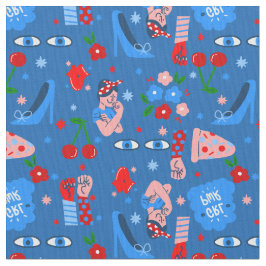 Tecido rosie the riveter rockabilly whimsical