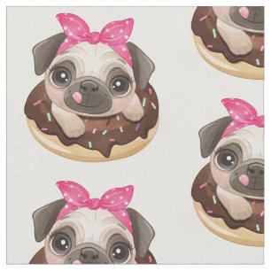 Tecido Rosquinha de Pug e Chocolate