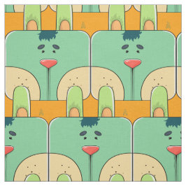 Tecido Rosto Coelho da Equipe - Verde e Laranja